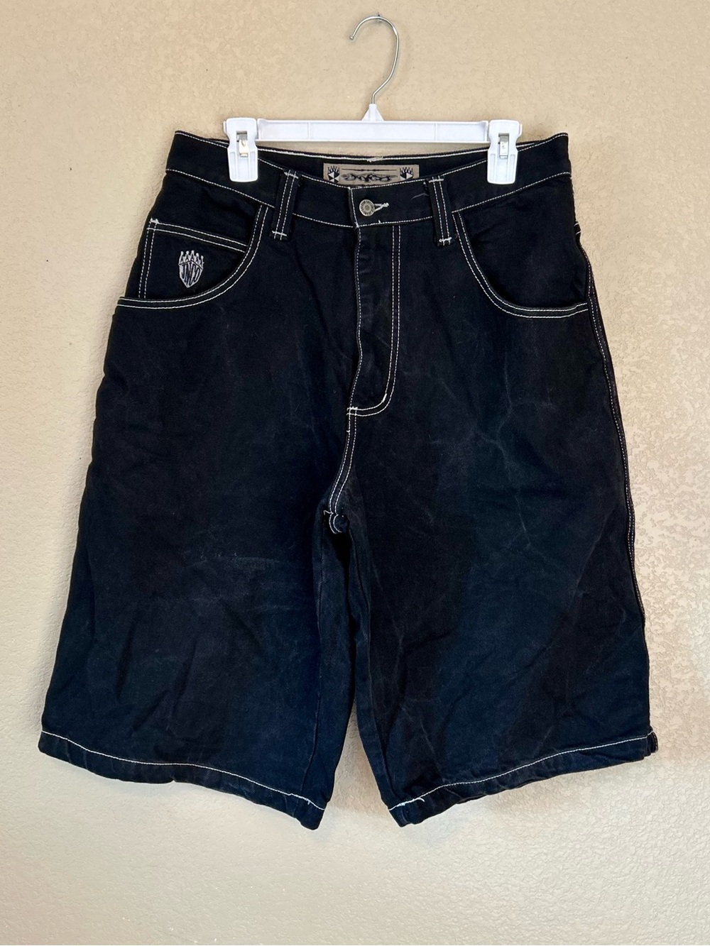 Vintage JNCO Black Denim Shorts Made in USA W34 Baggy Skater Y2K
